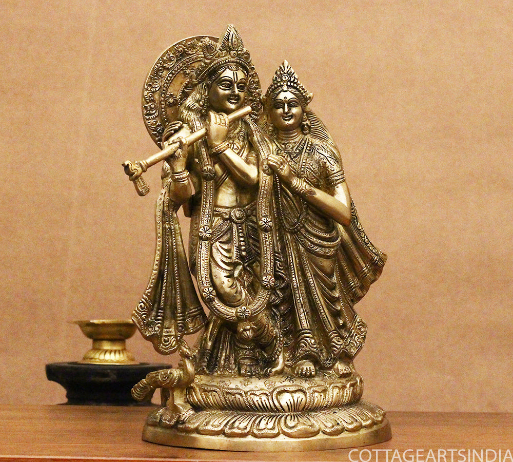 Brass Radha krishna Idol 12.5"