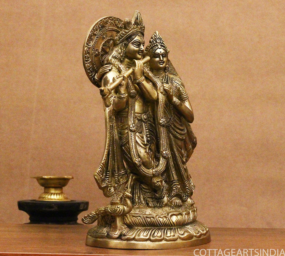 Brass Radha krishna Idol 12.5"