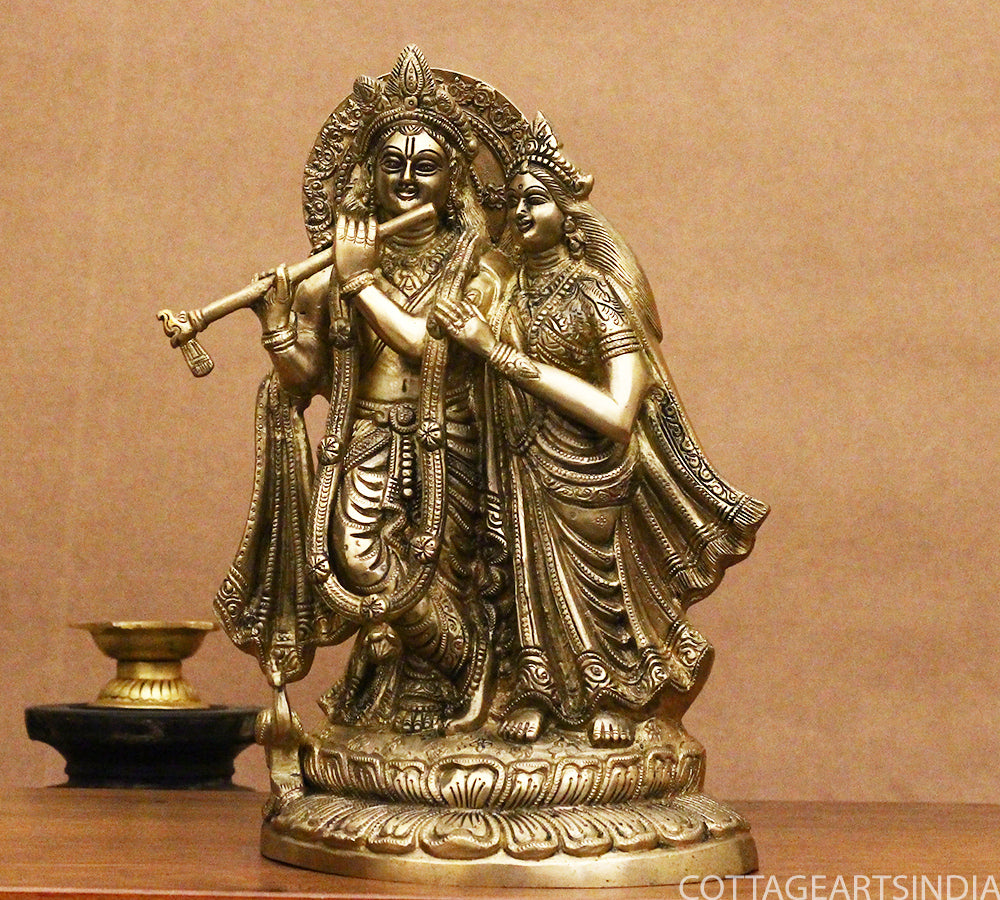 Brass Radha krishna Idol 12.5"