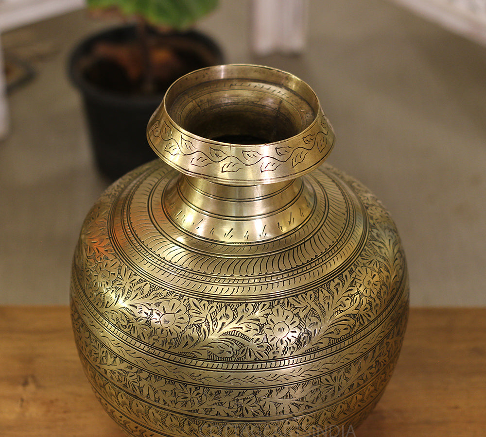 Brass Vintage Carved Planter