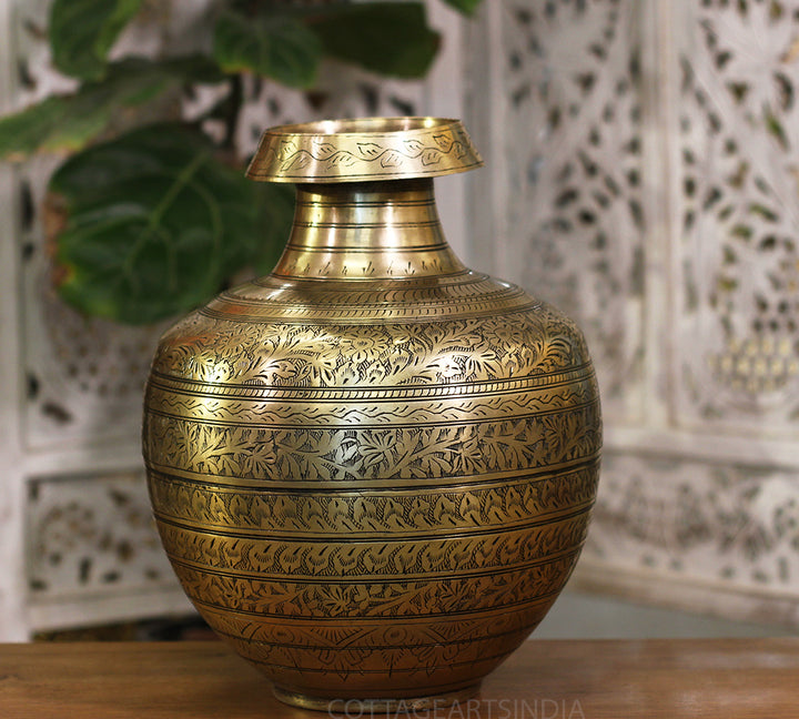 Brass Vintage Carved Planter