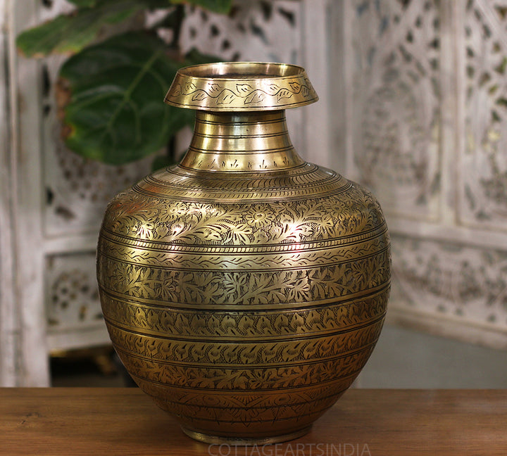 Brass Vintage Carved Planter