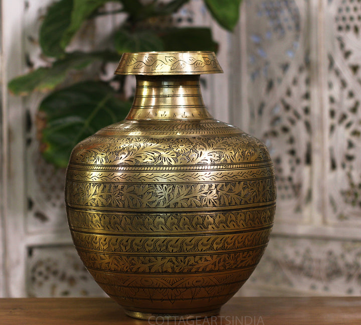 Brass Vintage Carved Planter
