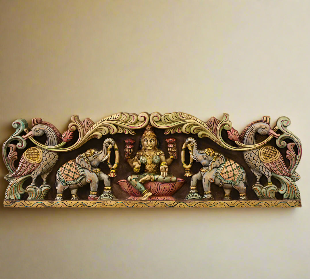 Wooden Gaj Laxmi Panel Horizontal 36"