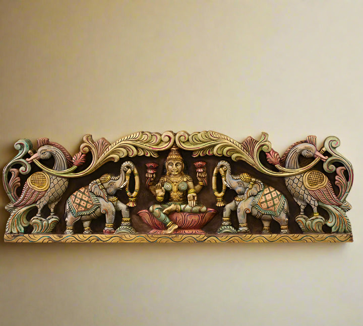 Wooden Gaj Laxmi Panel Horizontal 36"
