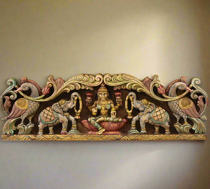Wooden Gaj Laxmi Panel Horizontal 36"