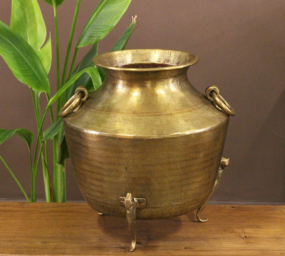 Brass Vintage Carved Planter