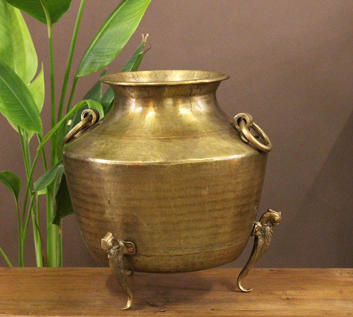 Brass Vintage Carved Planter