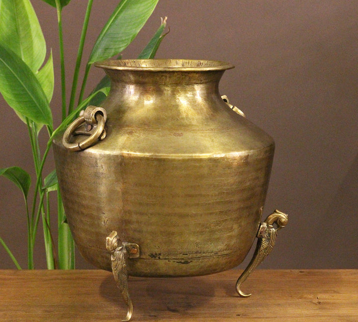 Brass Vintage Carved Planter