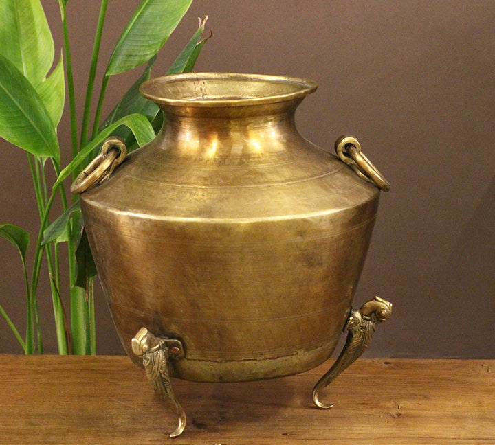 Brass Vintage Carved Planter