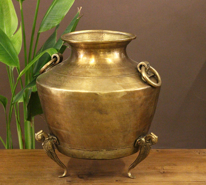 Brass Vintage Carved Planter