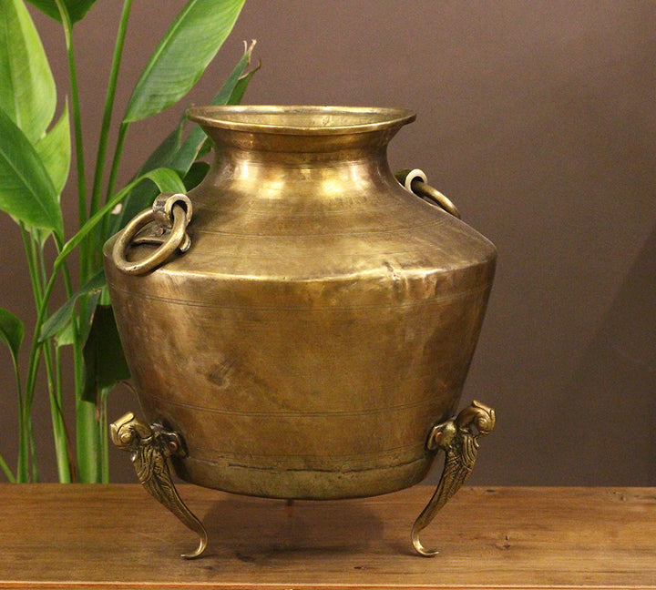 Brass Vintage Carved Planter