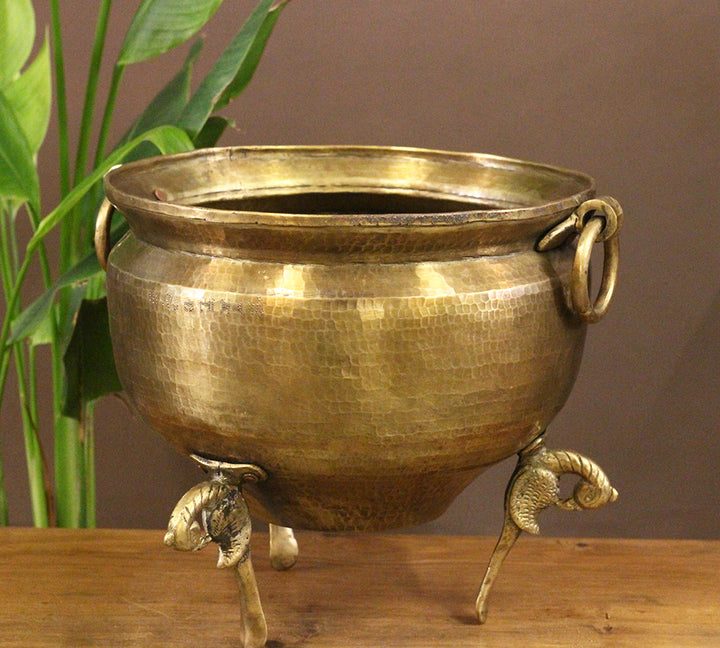 Brass Vintage Carved Planter