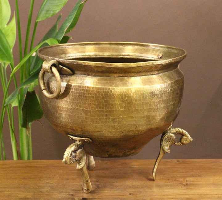 Brass Vintage Carved Planter