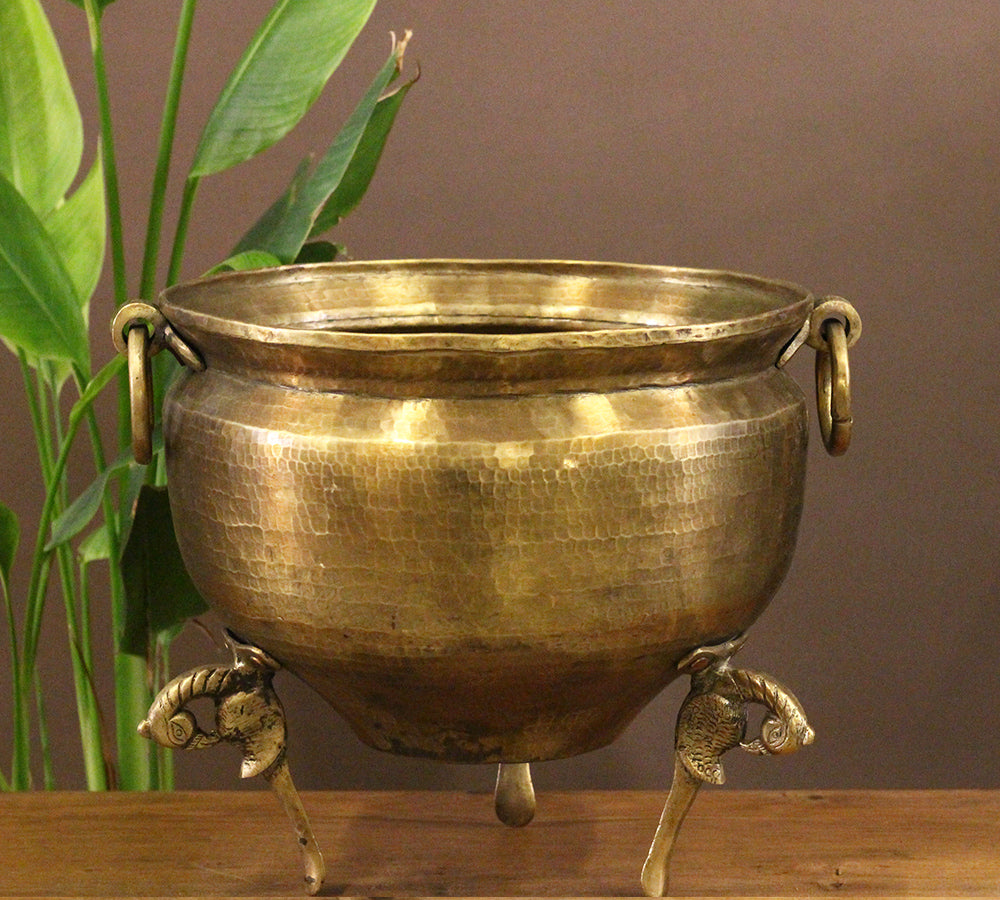 Brass Vintage Carved Planter