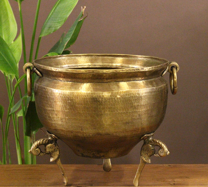 Brass Vintage Carved Planter