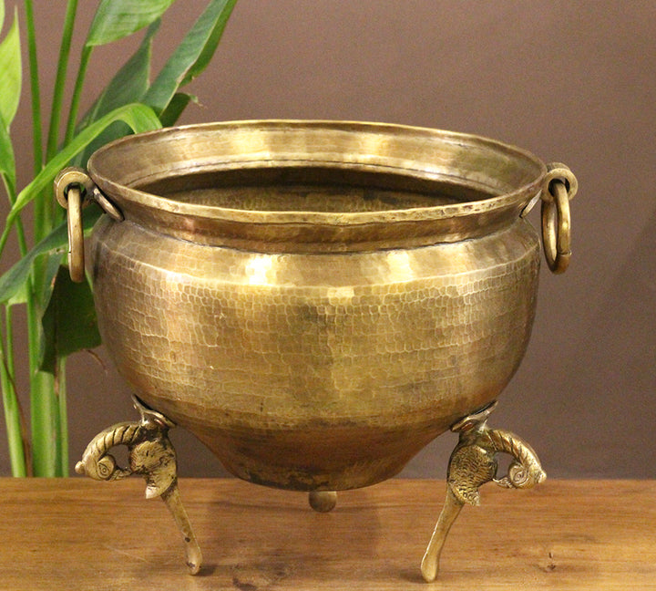 Brass Vintage Carved Planter