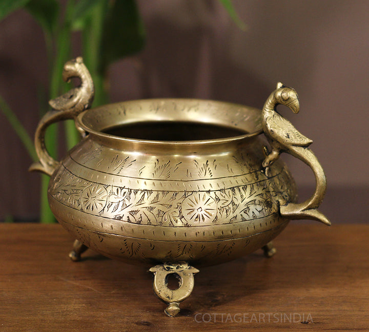 Brass Vintage Carved Planter