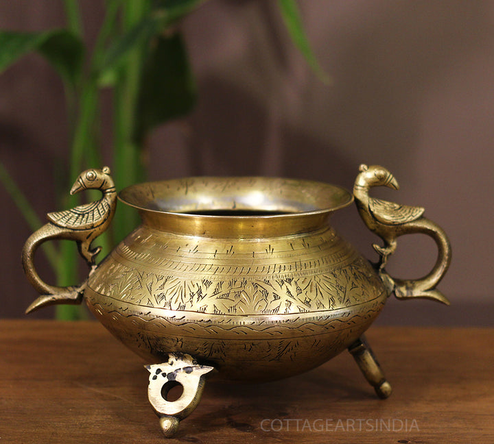 Brass Vintage Carved Planter