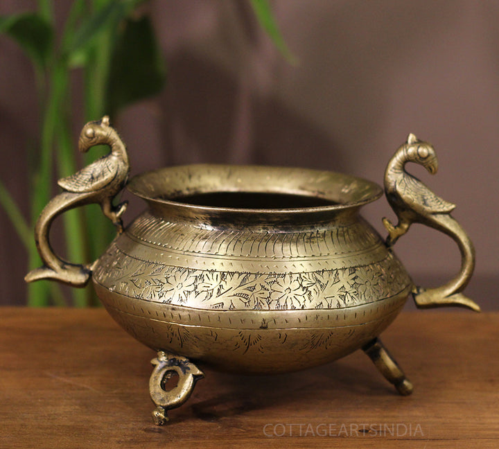 Brass Vintage Carved Planter