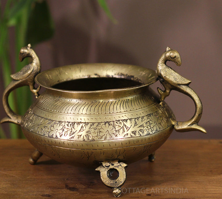 Brass Vintage Carved Planter