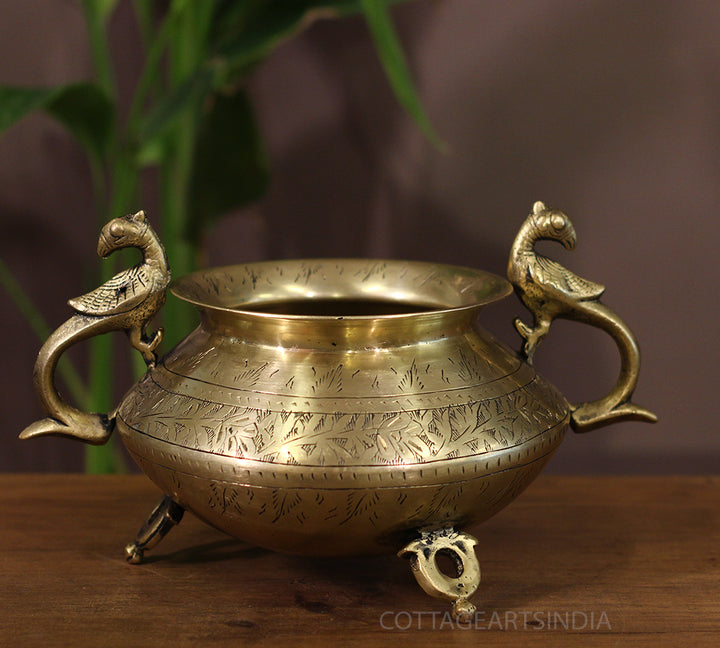 Brass Vintage Carved Planter
