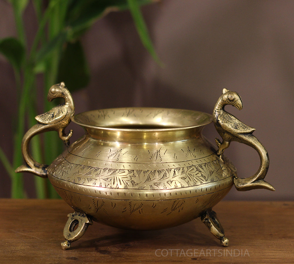 Brass Vintage Carved Planter