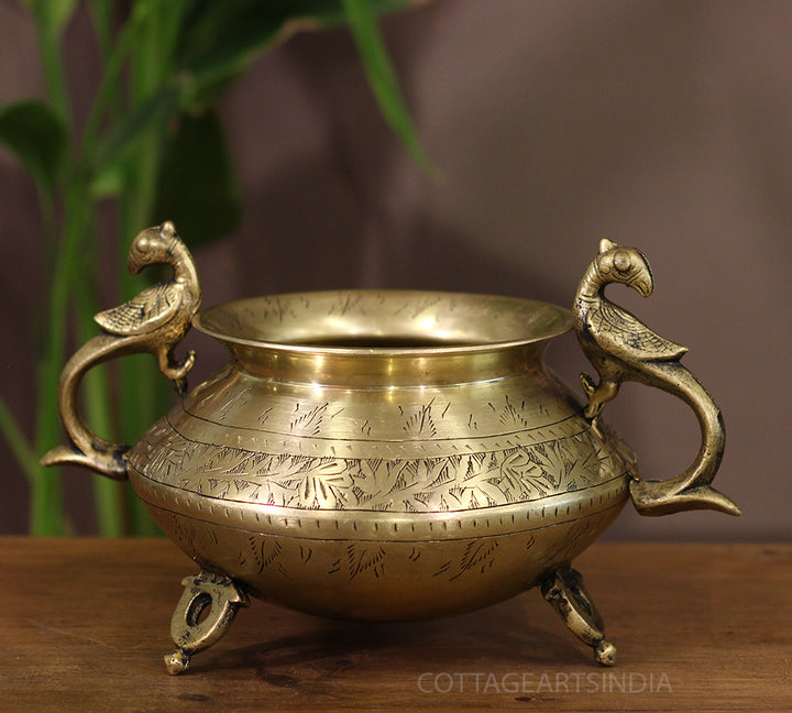 Brass Vintage Carved Planter