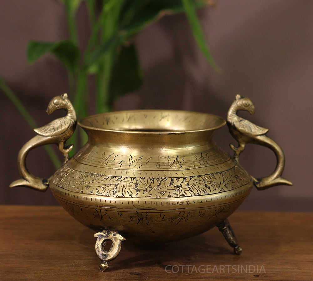 Brass Vintage Carved Planter