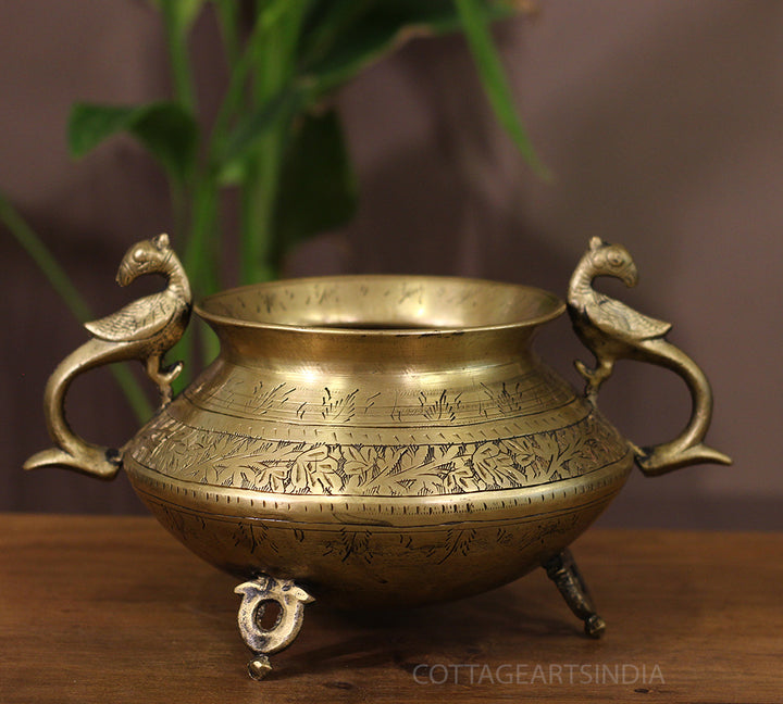 Brass Vintage Carved Planter
