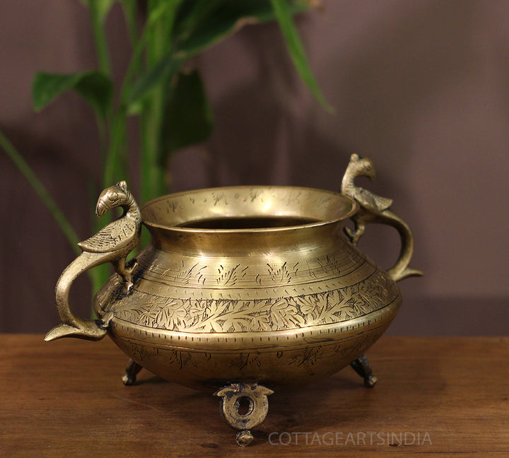 Brass Vintage Carved Planter