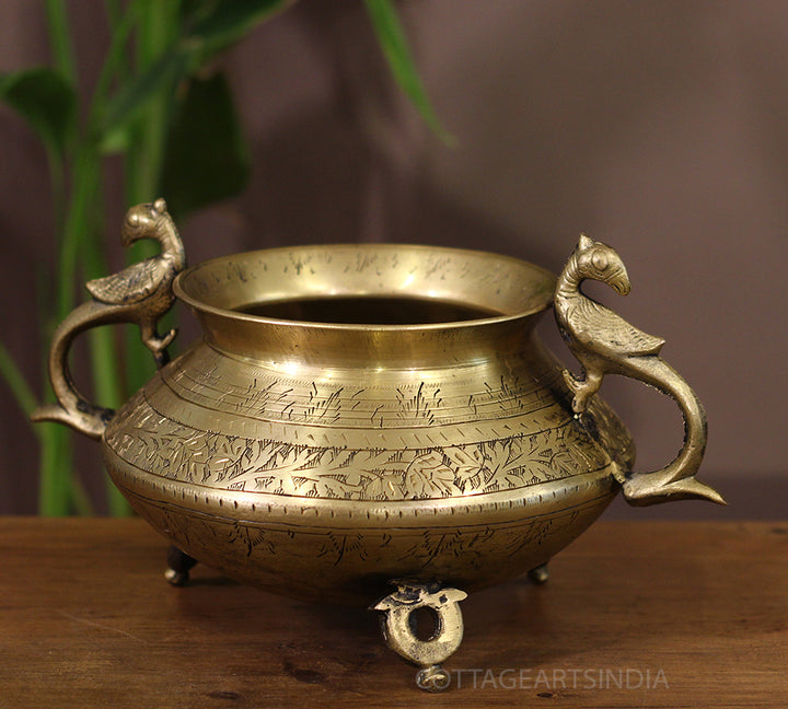 Brass Vintage Carved Planter