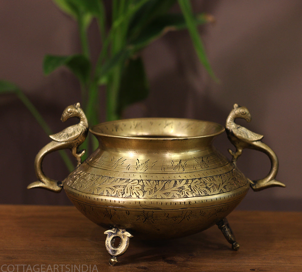 Brass Vintage Carved Planter
