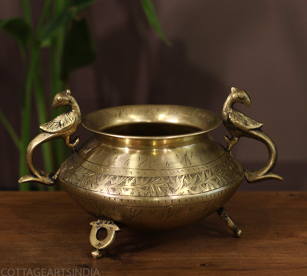 Brass Vintage Carved Planter