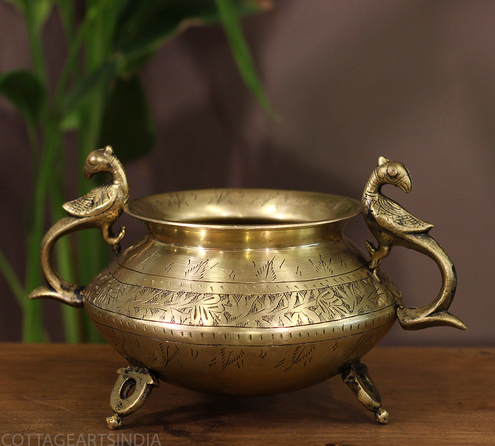 Brass Vintage Carved Planter