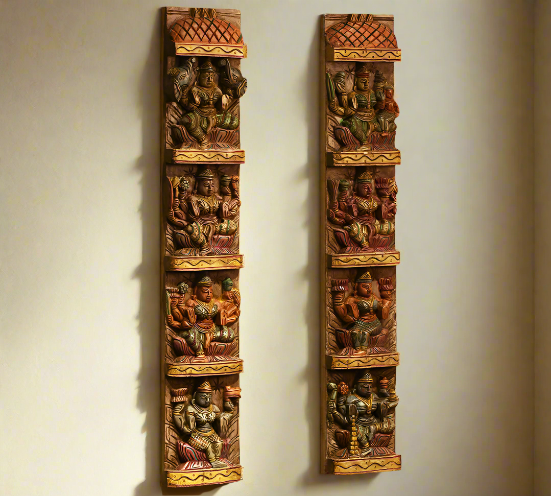Wooden Wall Panel Ashtalakshmi