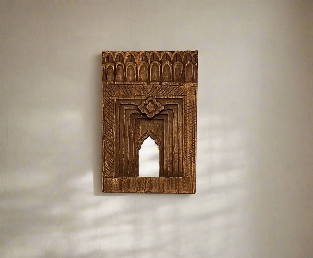 Wooden Temple Mirror Wall Hanging