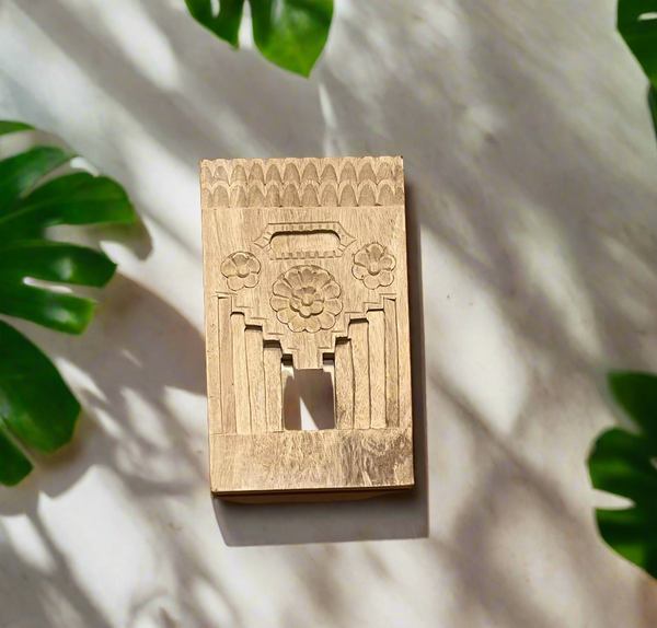 Wooden Temple Mirror Wall Hanging