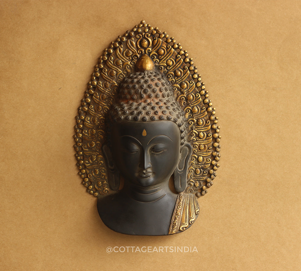 Brass Buddha Face Rustic Black