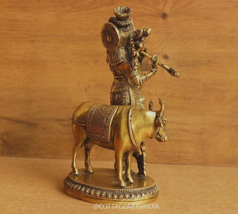 Brass Krishna and Cow