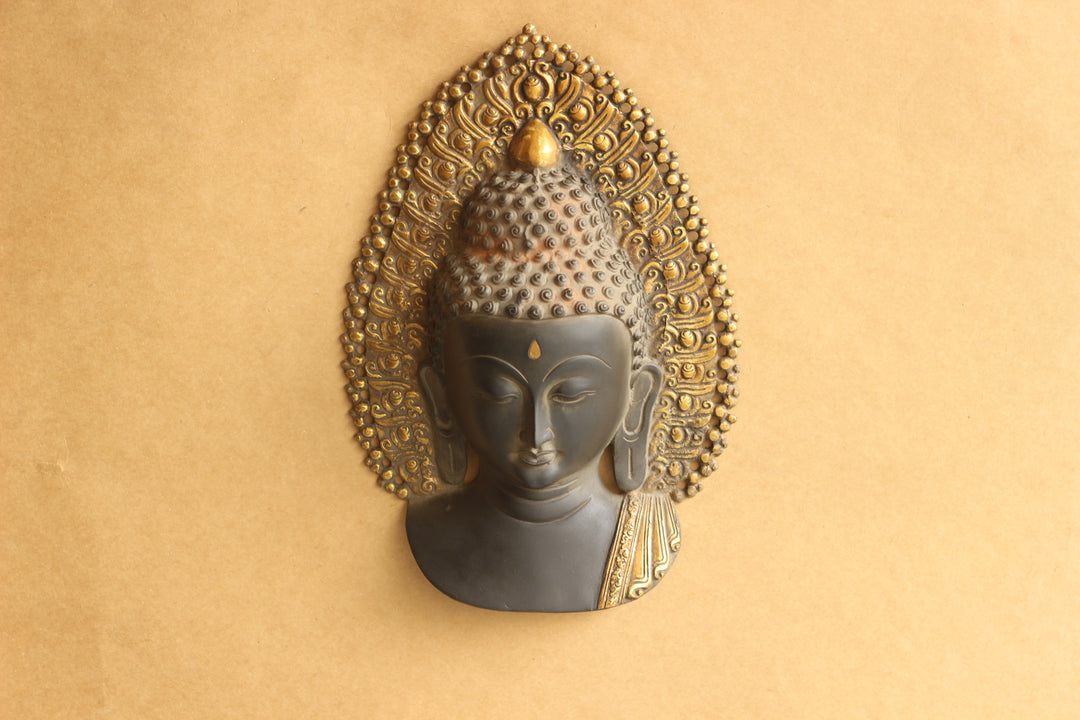 Brass Buddha Face Rustic Black