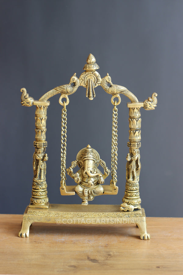 Brass Ganesh on Swing 12"