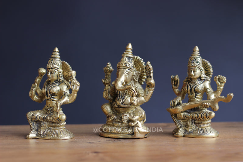 Brass Laxmi , Ganesh , Saraswati 5"