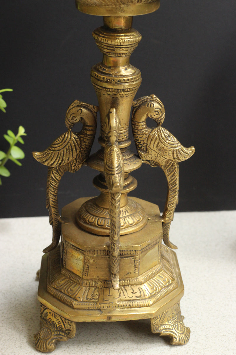 Brass 6 spouts Annapakshi Lamp Diya