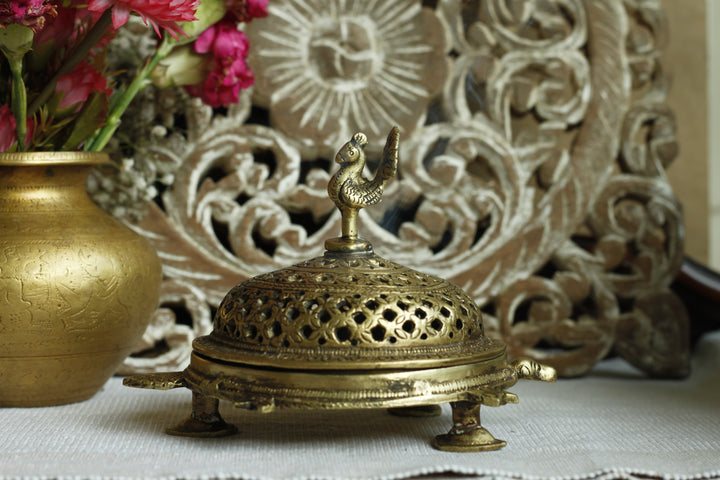 Brass Jaali Cut Incense Burner