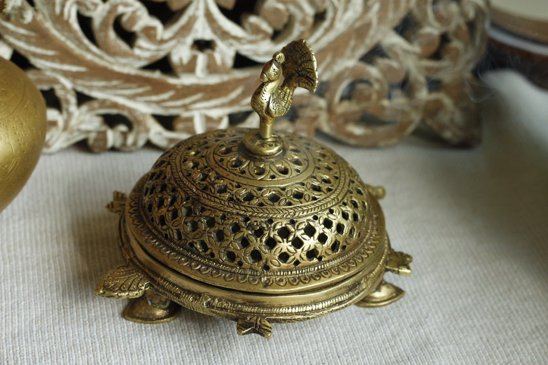 Brass Jaali Cut Incense Burner