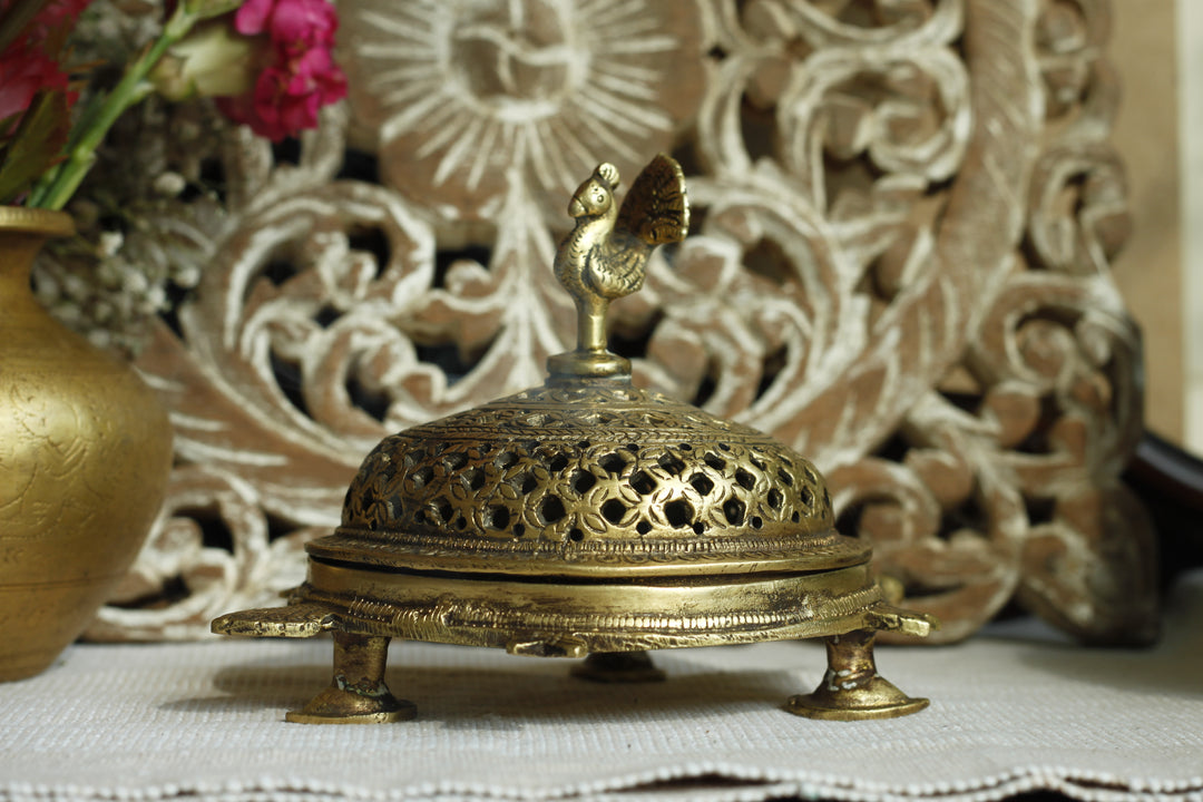 Brass Jaali Cut Incense Burner