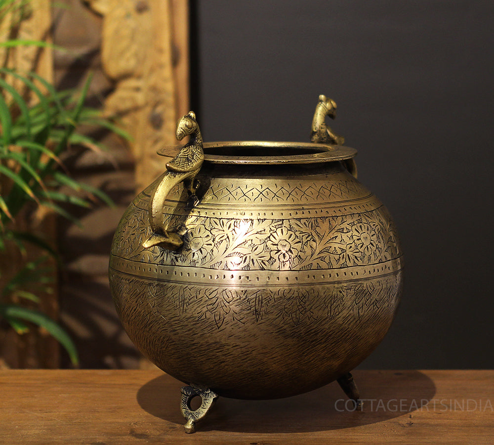 Brass Vintage Carved Planter