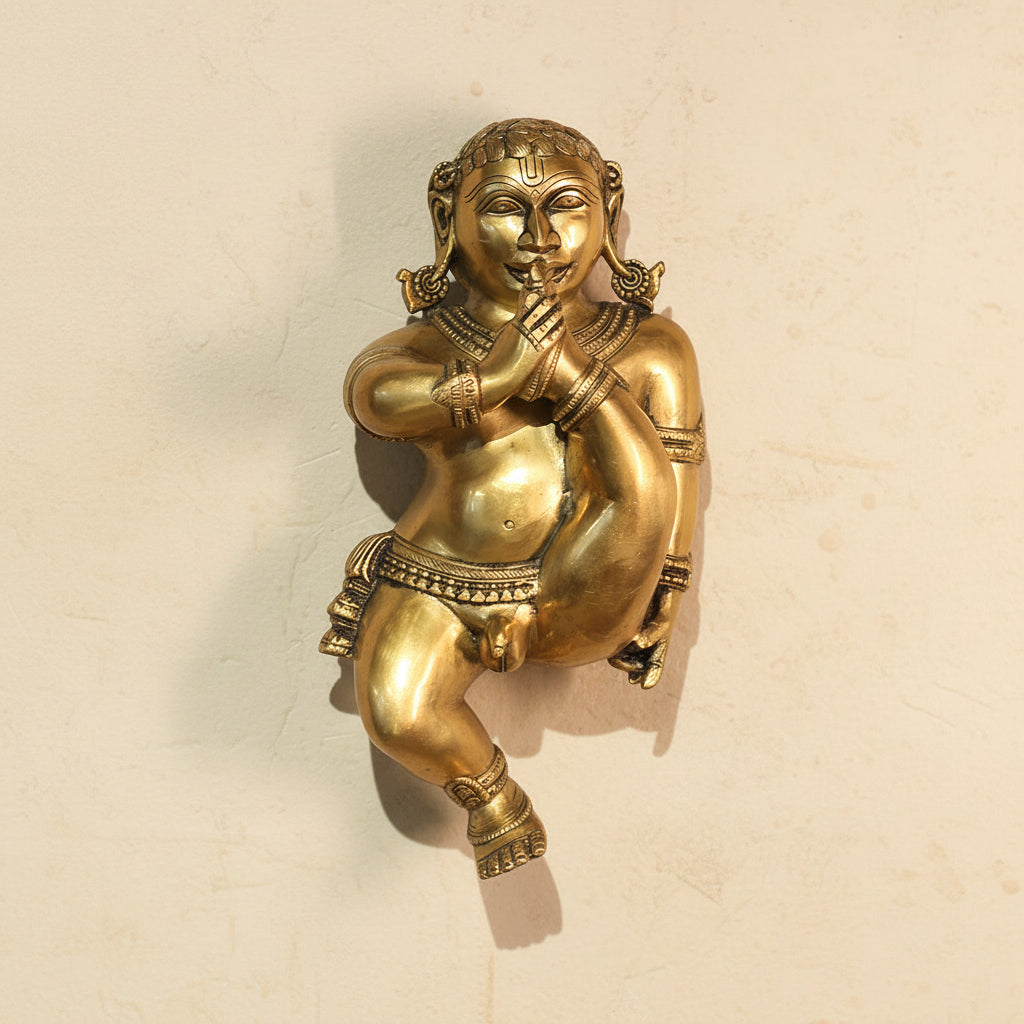 Brass Bala Krishna Wall Hanging