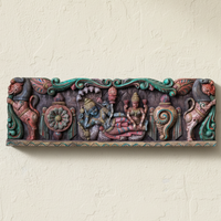 Handcrafted Wooden Vishnu Anantha Shayana Wall Panel | Traditional Hindu Wall Art